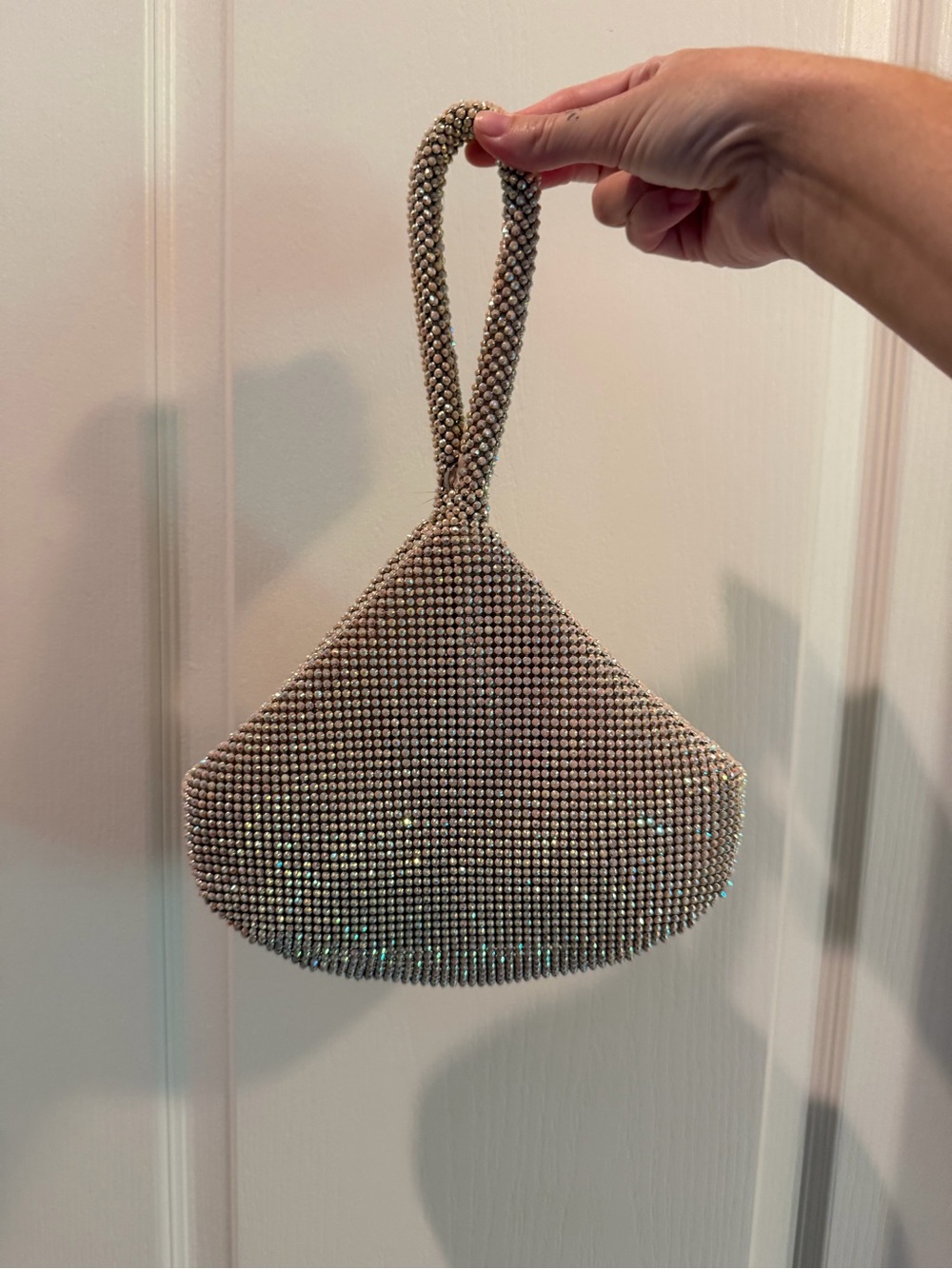 Crystal Mesh Wristlet Bag - Silver